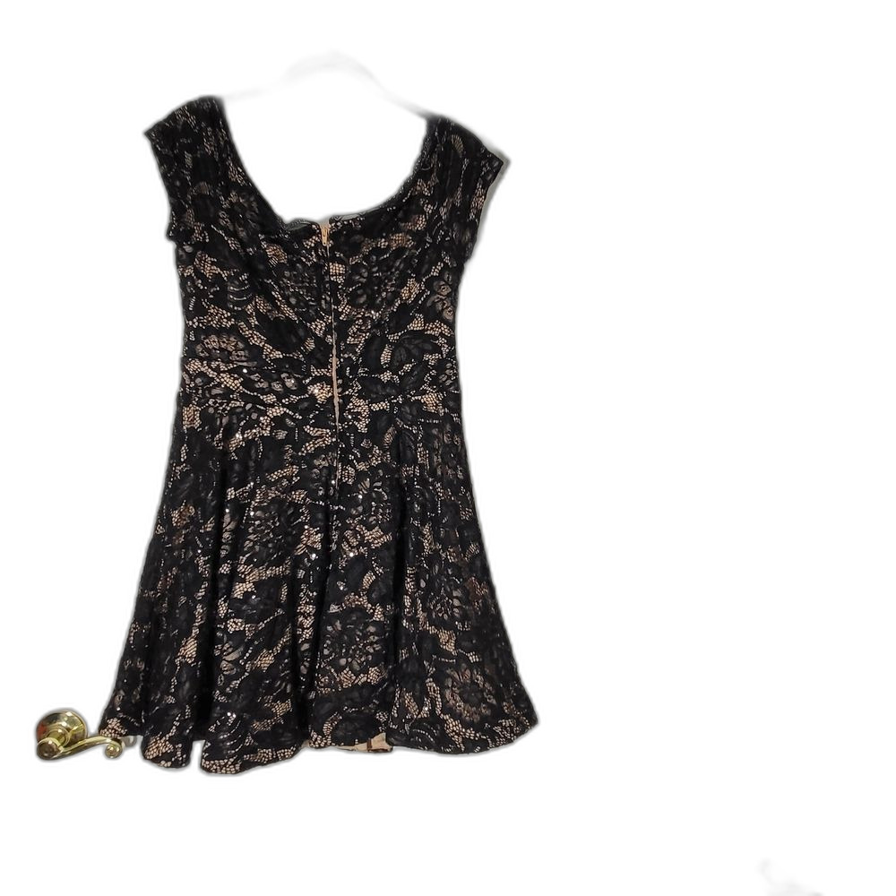 B Darlin Black and Taupe Ruched Fit and Flare Mini  - Size 13